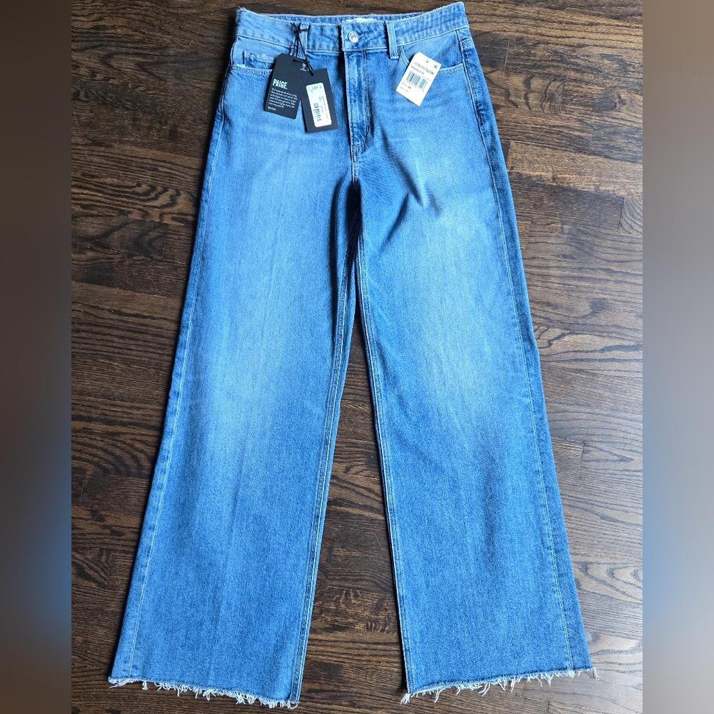 NWT Paige Anessa 31" High Waist Raw Hem Jeans, Size 28